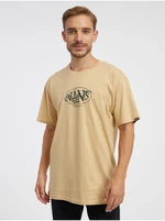 Béžové pánské tričko VANS Snaked Center Logo - Pánské