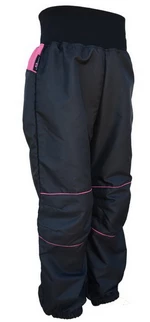 Dětské šusťákové kalhoty / černo-růžové