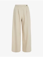 Béžové dámské široké kalhoty s příměsí lnu Tommy Hilfiger - Dámské