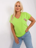 Light green women's plus size blouse with applique