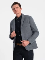 Ombre Men's jacket with elbow patches - navy blue