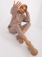 Dark beige casual set with leggings