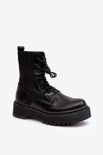 Women's lace-up work ankle boots black Dedinva