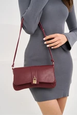 Madamra Claret Red Women's Lock Cover Handbag