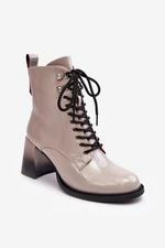 D&A patent leather ankle boots light grey