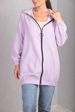 armonika Women's Lilac Zippered Hoodie Trench