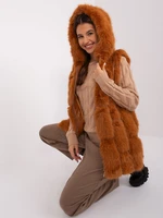 Light brown fur vest with pockets