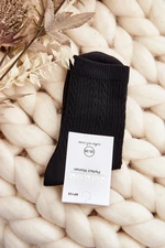 Women's embossed cotton socks black
