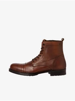Brown Men's Leather Winter Ankle Boots Jack & Jones Shaun - Men