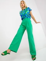Green wide trousers with pockets