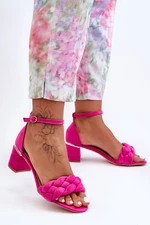 Zamsz sandals with hair Fuchsia Essenza