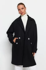 Trendyol Black Oversize Wide Cut Long Stitched Coat