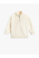 Koton Soft Textured Basic Sweatshirt with Half Zipper Standing Collar Long Sleeved.