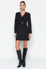 Trendyol Black Belted Double Breasted Woven Jacket Woven Dress
