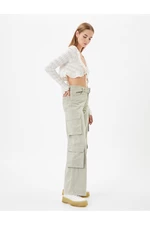 Koton Cargo Pants Wide Leg Regular Waist Belt Detailed With Pockets Cotton - Bianca Jeans
