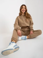 Women's dark beige tracksuit with short sweatshirt