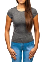 Women's fashion T-shirt with a round neckline - dark gray,