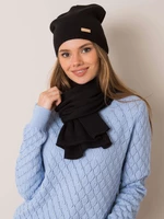 RUE PARIS Black hat and scarf set