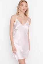 Trendyol Powder Silk Satin Nightgown with Lace Detail