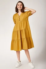 Bigdart 1937 Watermelon Dress in Layers with Sleeves - Mustard