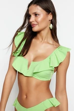 Trendyol Green Bralette Flounces Bikini Top