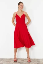 Trendyol Red Waist Opening/Skater Woven Dress