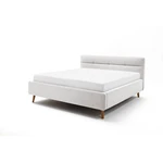 Jasnoszare tapicerowane łóżko dwuosobowe ze schowkiem i stelażem 180x200 cm Lotte – Meise Möbel
