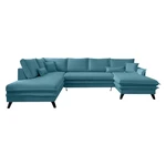 Turkusowa rozkładana sofa w kształcie litery "U" Miuform Charming Charlie, lewostronna