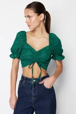 Trendyol Green Gathered Detailed Woven Blouse