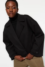 Trendyol Black Oversize széles szabású bélyegzett kabát