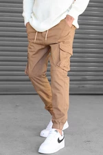 Madmext Pánské úzké kalhoty s kapsami na bocích 5695 v barvě velblouda