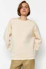 Trendyol Stones Oversize/Comfortable fit Basic Crew Neck Thick/Fleece Knitted Sweatshirt