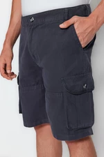 Trendyol Anthracite Regular Fit Cargo Pocket Shorts