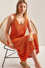 Bianco Lucci Women's Strappy Openwork Summer Knitwear Dress