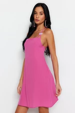 Trendyol Różowa mini sukienka plażowa z tkanymi plecami