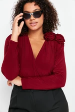 Trendyol Curve Claret Red Double Breasted Collar Body with Accessories