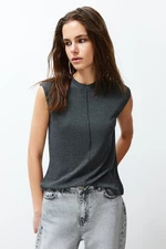 Trendyol Anthracite Viscose/Soft Fabric Fitted/Sticky Knitted Blouse