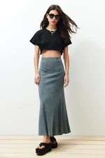 Trendyol Anthracite Pale Effect Stitch Detail Maxi Elastic Skirt