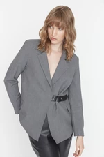 Trendyol Gray Woven Lined Blazer with Buckle Detail