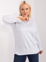 Light grey melange sweatshirt plus size with slits