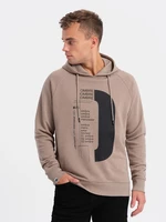 Ombre Men's printed HOODIE sweatshirt - dark beige