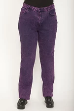 Şans Women's Plus Size Plum Wash Effect Lycra 5-Pocket Jeans Trousers