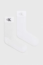 Ponožky Calvin Klein Jeans 2-pak dámske, biela farba, 701226664