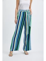 Orsay Zeleno-modré dámské pruhované široké kalhoty - Dámské