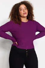 Trendyol Curve Plum Bodycone Corded Knitted Blouse