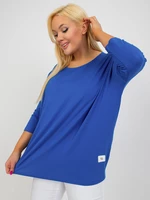 Dark blue basic viscose blouse plus size