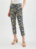 Orsay Yellow-Blue Womens Shortened Flowered Pants - Women