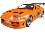 Brians Toyota Supra Orange with Graphics "Fast &amp; Furious" Movie 1/24 Diecast Model Car by Jada