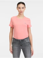 Růžové dámské tričko Guess - Dámské
