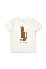 Detské bavlnené tričko Liewood Apia Baby Placement Shortsleeve T-shirt béžová farba, s potlačou